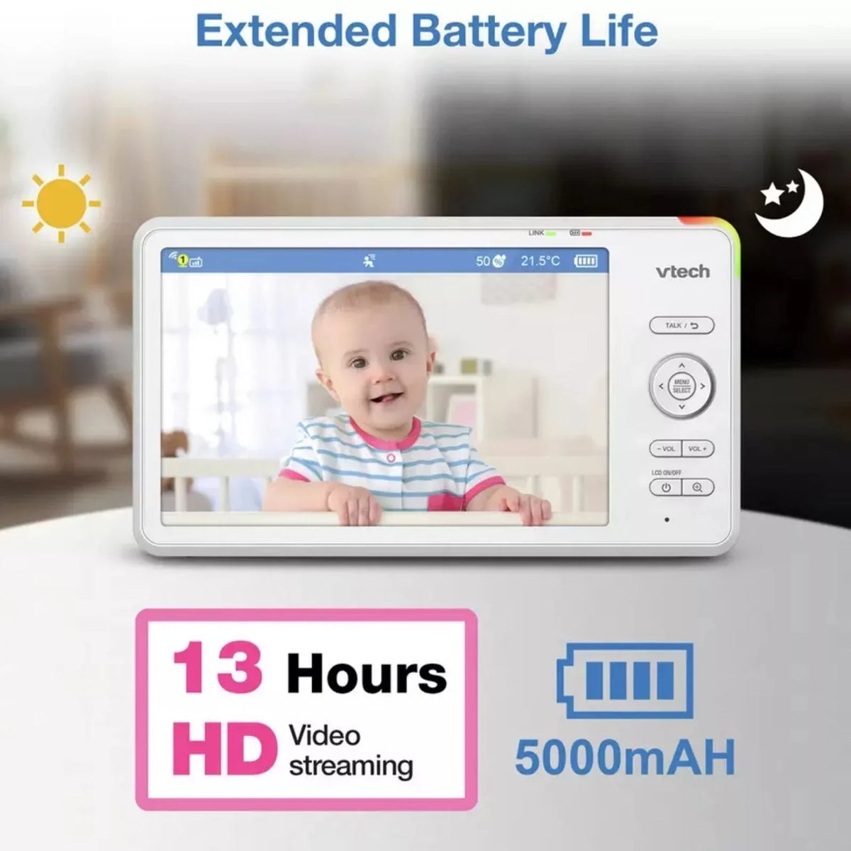 VTech RM7787 HD 7" Over-the-Cot Wi-Fi Baby Monitor