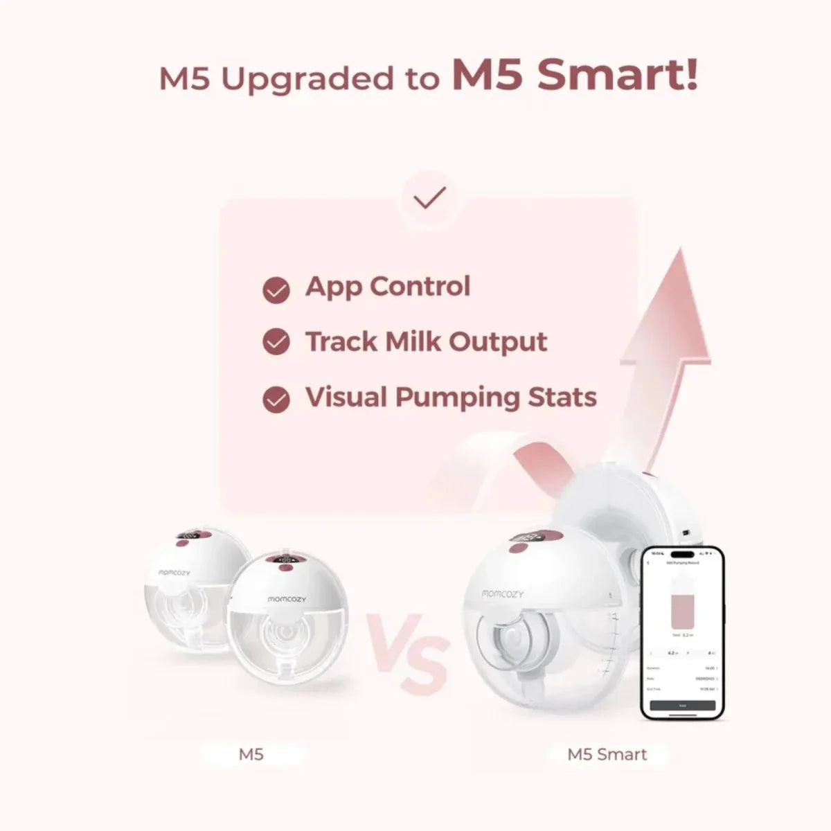 Momcozy M5 Smart Single Wearable Electric Breast Pump - Grey