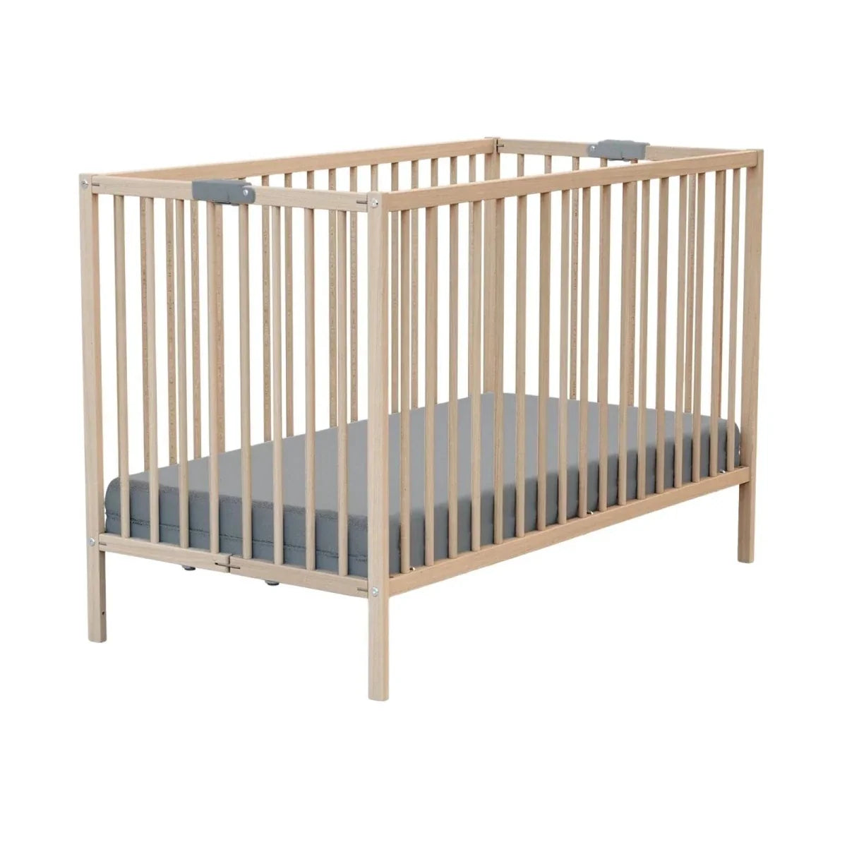 WeBaby Flex Folding Wooden Cot Bed 60x120cm - Raw Beech