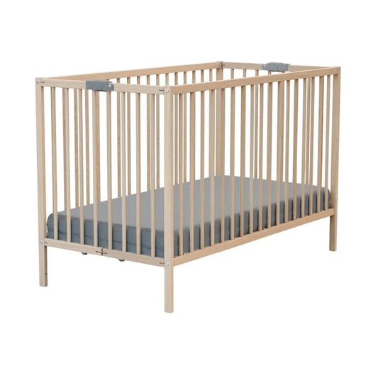 WeBaby Flex Folding Wooden Cot Bed 60x120cm - Raw Beech
