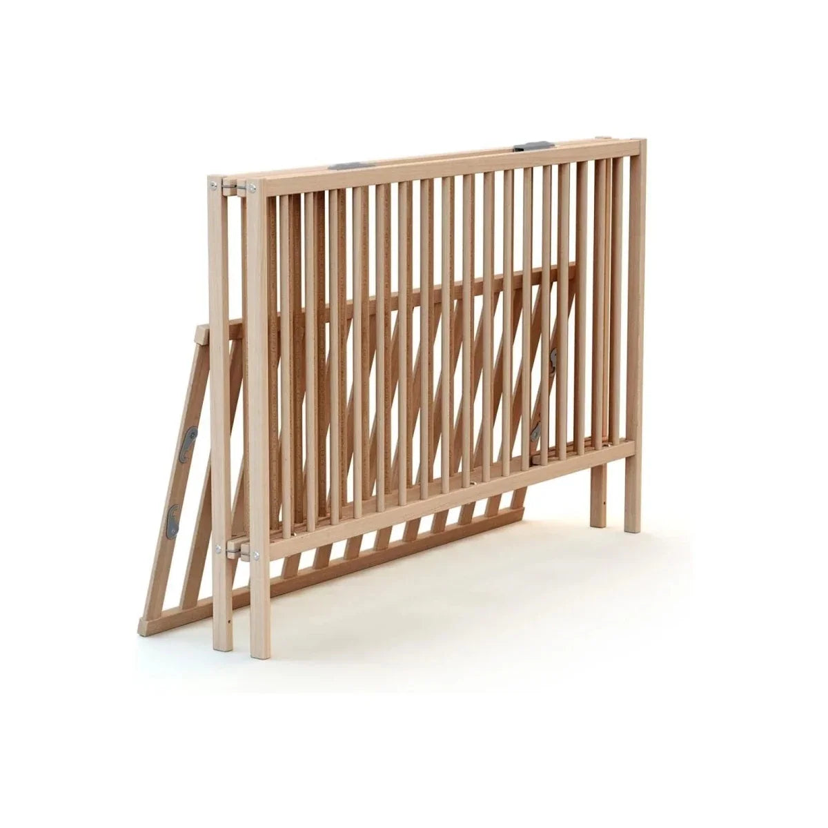 WeBaby Flex Folding Wooden Cot Bed 60x120cm - Raw Beech