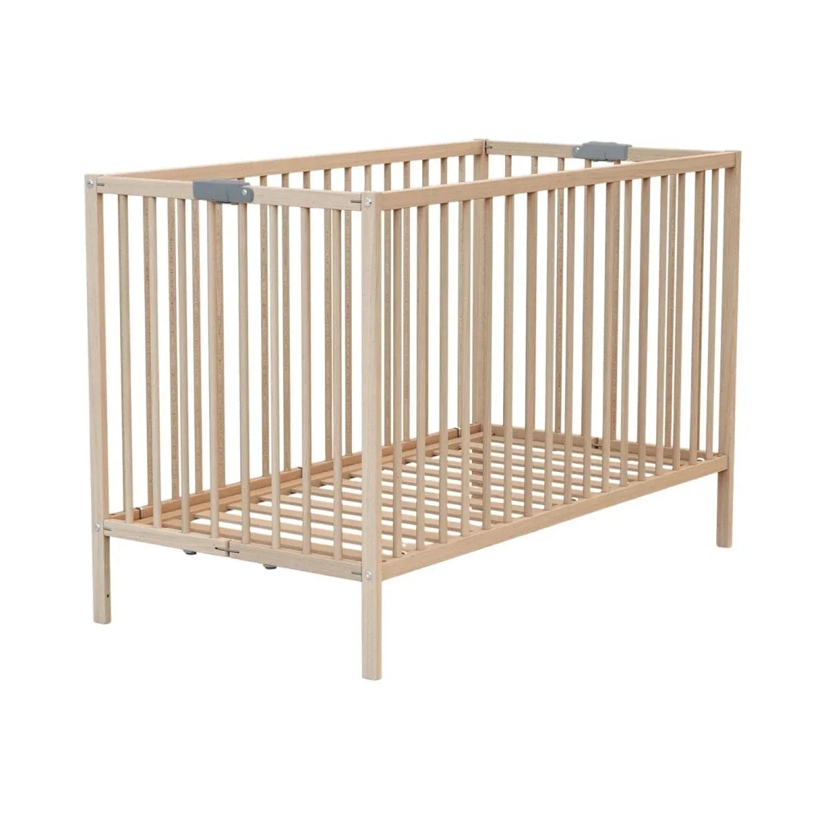 WeBaby Flex Folding Wooden Cot Bed 60x120cm - Raw Beech