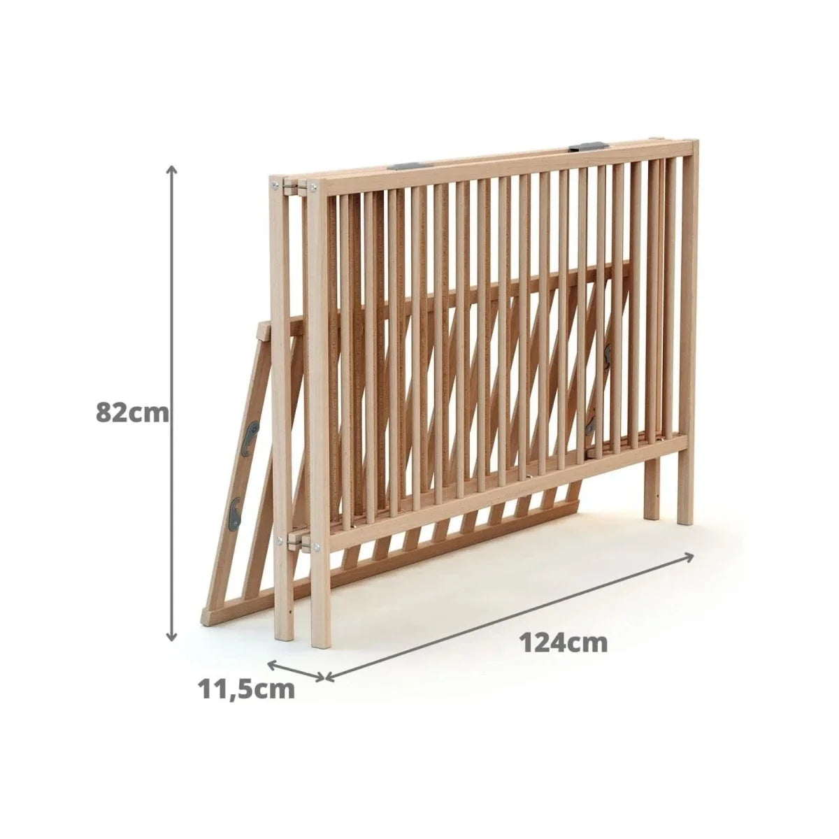 WeBaby Flex Folding Wooden Cot Bed 60x120cm - Raw Beech