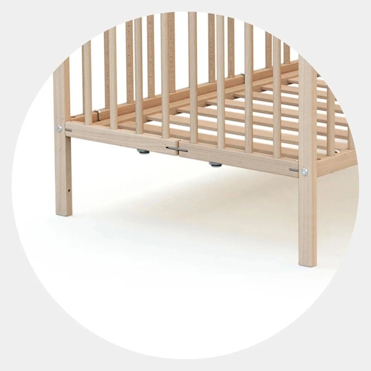 WeBaby Flex Folding Wooden Cot Bed 60x120cm - Raw Beech