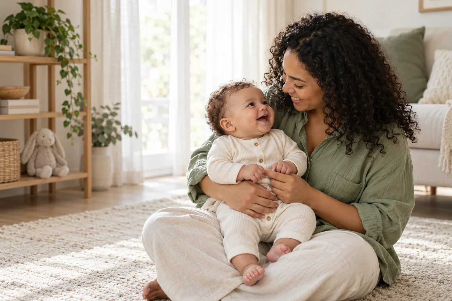A parent sharing a happy moment with their baby